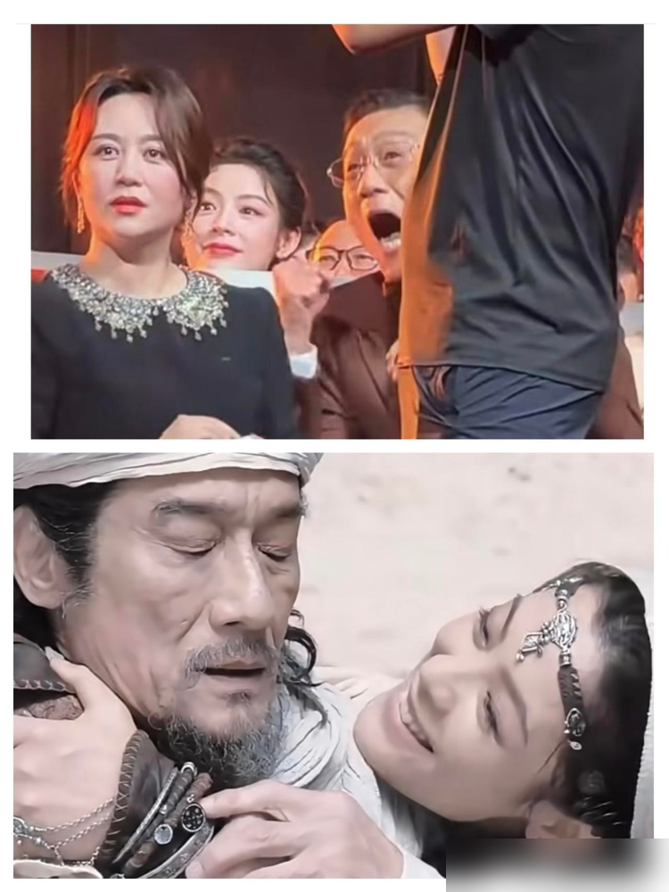 68岁梁家辉在颁奖礼上直接弹起来了，挥拳，破音，像极了你爸看你考上大学那天的样子。
陈丽君拿新人奖，他在台下比谁都疯。
这人跟陈丽君合作《镖人：风起大漠》，演她爹。片场手把手教骑马，就一句，用下巴发力，别用肩膀，越剧出身的姑娘立刻有了大漠女儿的野劲。50度高温，不用替身，自己上马射箭，梁家辉站旁