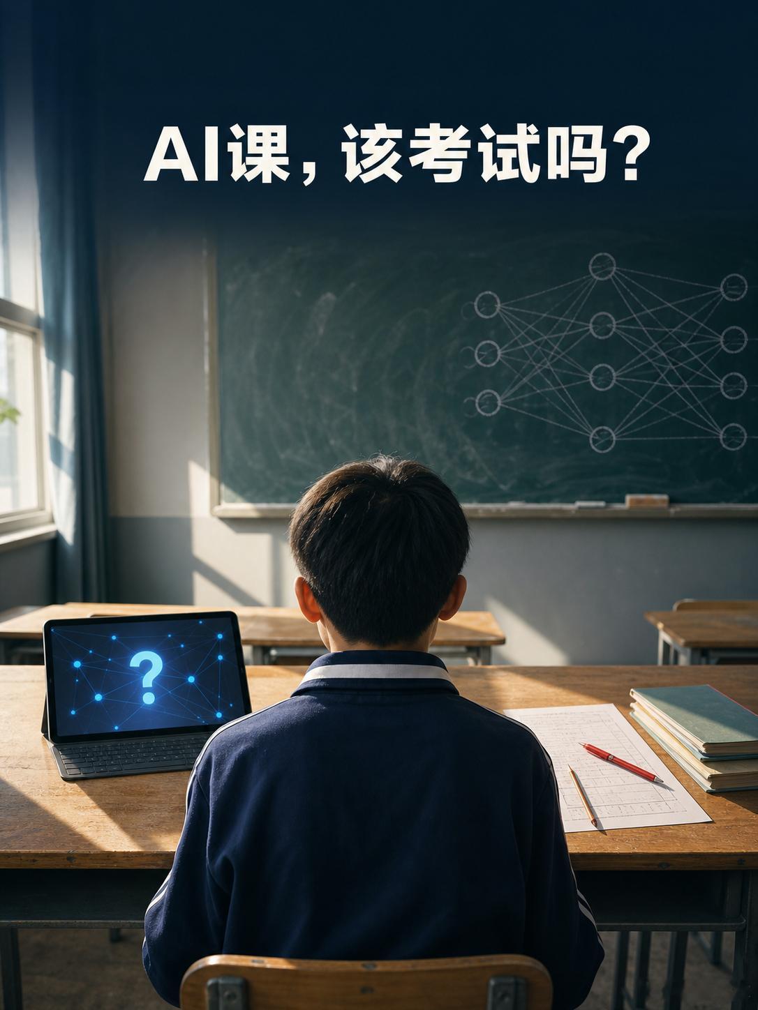 #中小学AI课该不该考试#中小学AI课该不该考试？

今年秋季，江苏将在全省中小学全面开展人工智能通识教育。

看到这条消息，我的第一反应是赞成。以后的孩子不会使用AI，就像今天不会搜索、不懂网络一样，可能会缺少一种基本能力。

但我真正担心的，也恰恰是“开始上课”以后。

一门课只要进了课表， ​