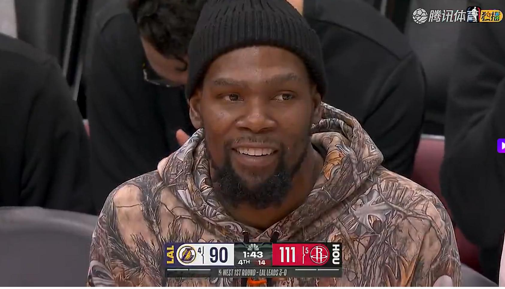 湖人故意放水！杜兰特终于露出了笑容，G4火箭全员背水一战，杜兰特因伤缺...