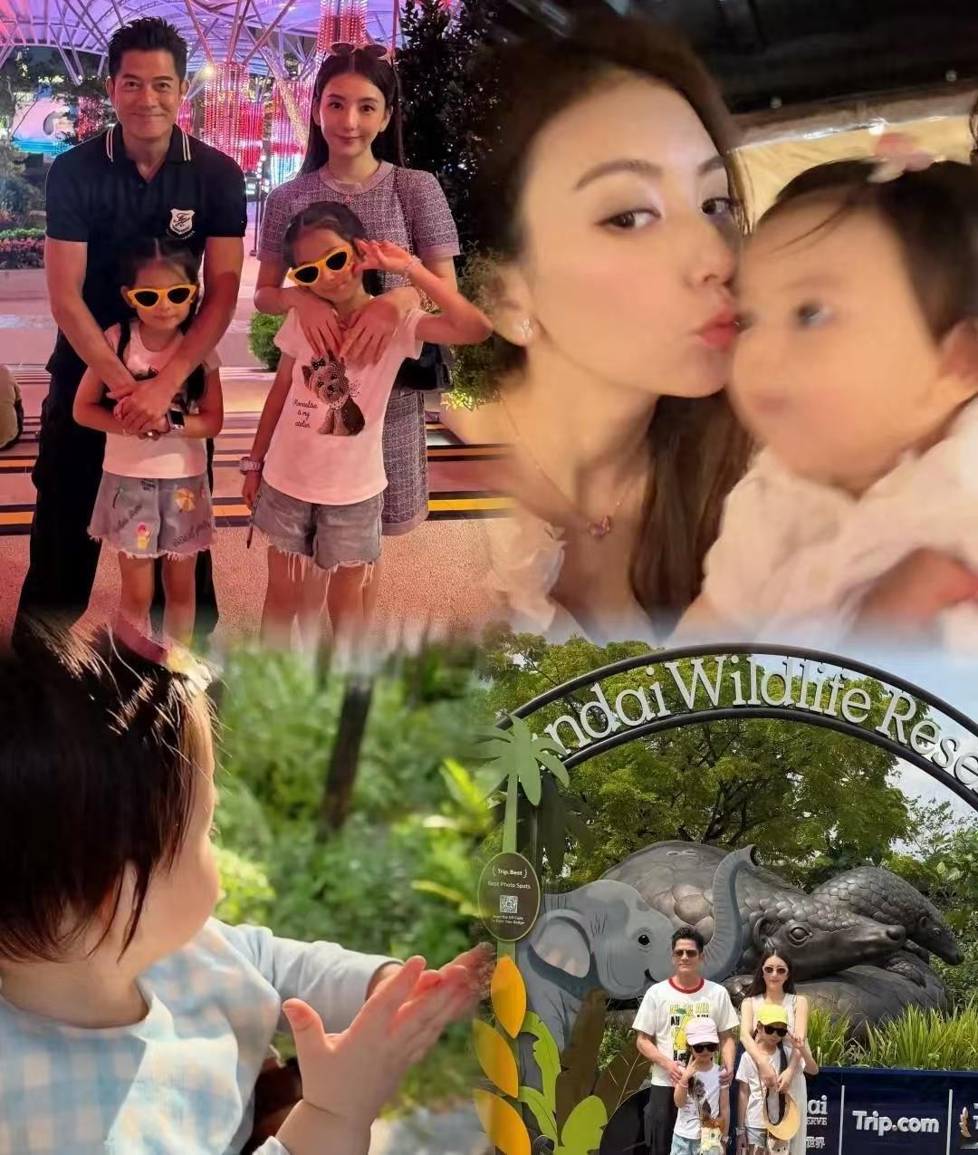 方媛晒新加坡旅游照，郭富城抱着小女儿笑得宠溺 ​