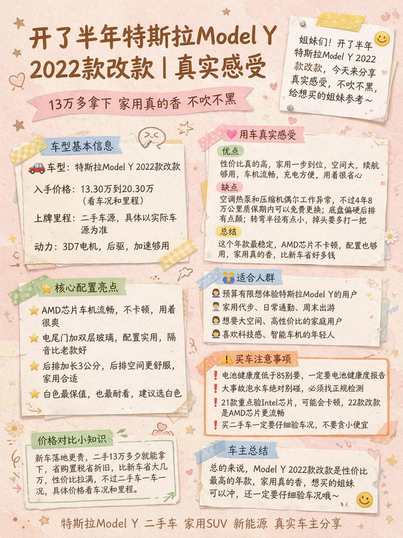 二手特斯拉 Model Y 怎么选 年款全拆解