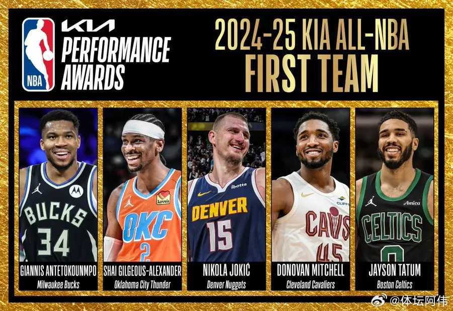 NBA官宣最佳阵容：亚历山大等4人全票一阵 詹皇库里二阵哈登三阵 NB...