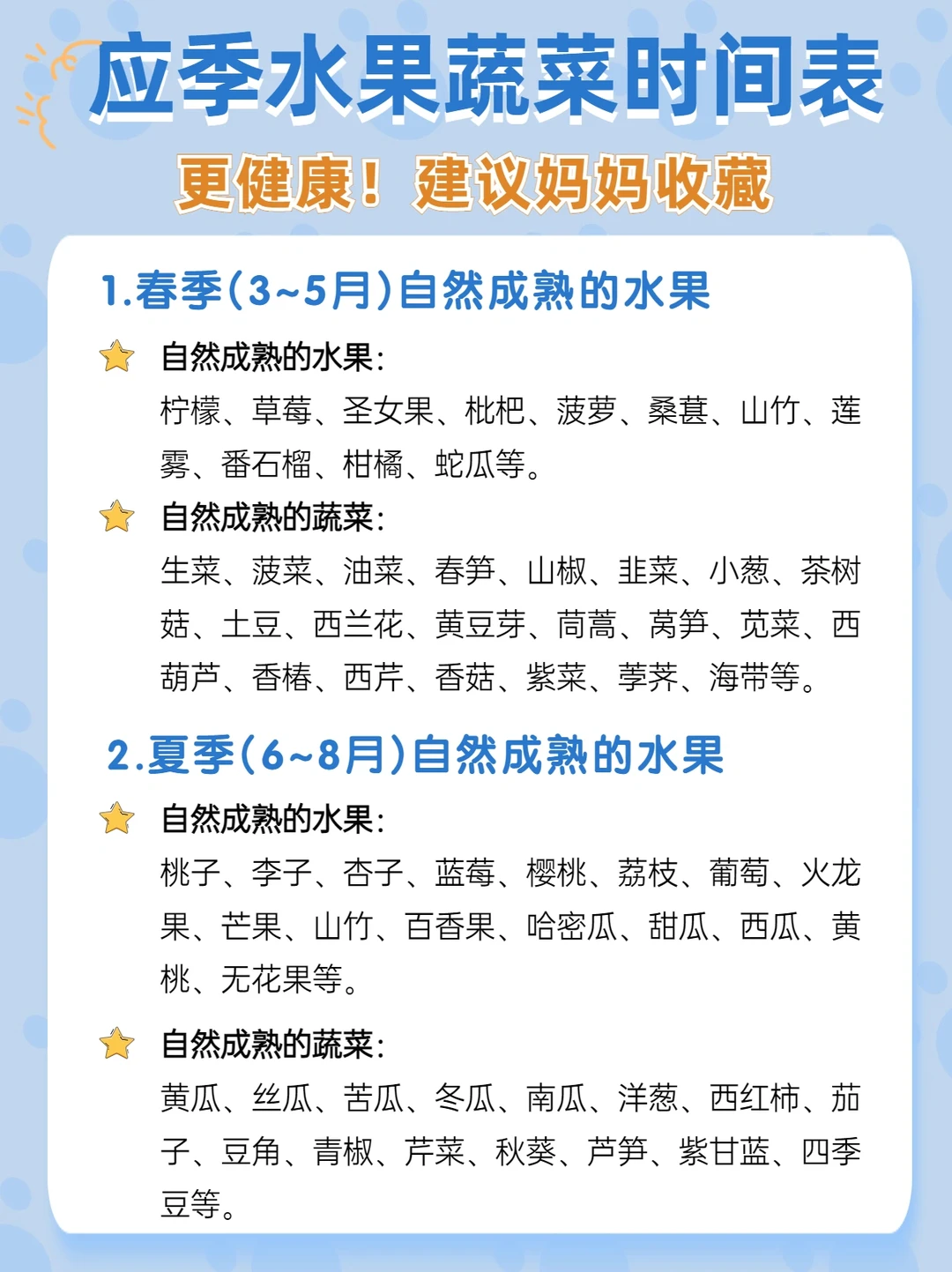 应季水果蔬菜时间表