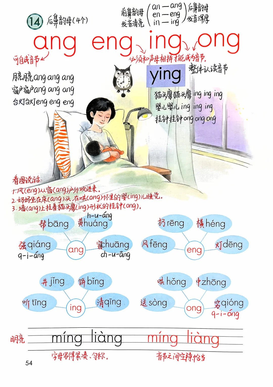 一年级上册语文｜《ang eng ing ong》课堂笔记