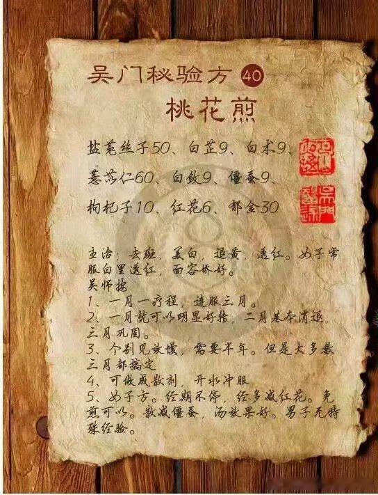 女性美容祛斑退黄，让皮肤白里透红的验方——桃花煎 ​ ​​​