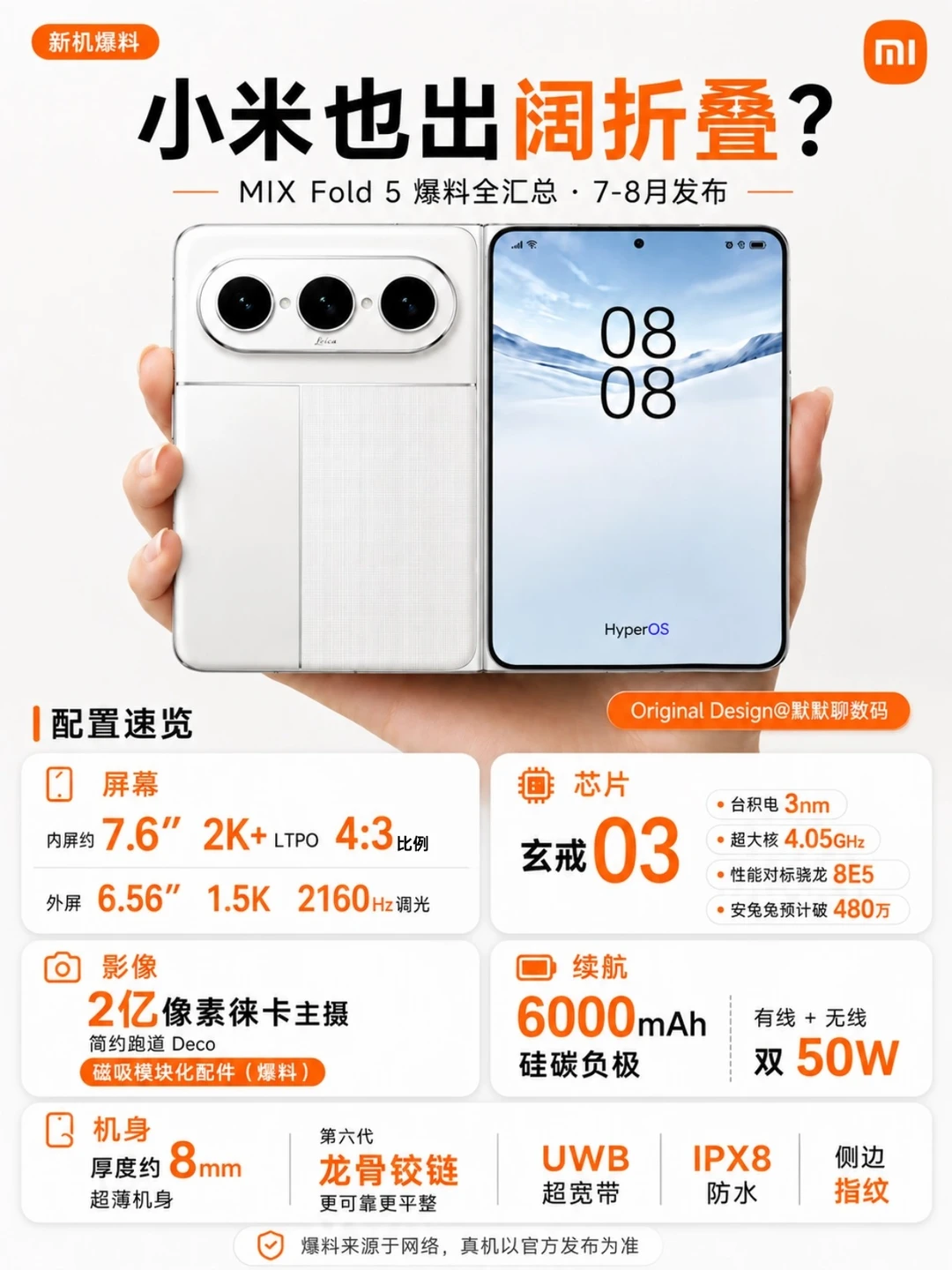 小米阔折叠来了🔥小米MIX Fold 5爆料前瞻