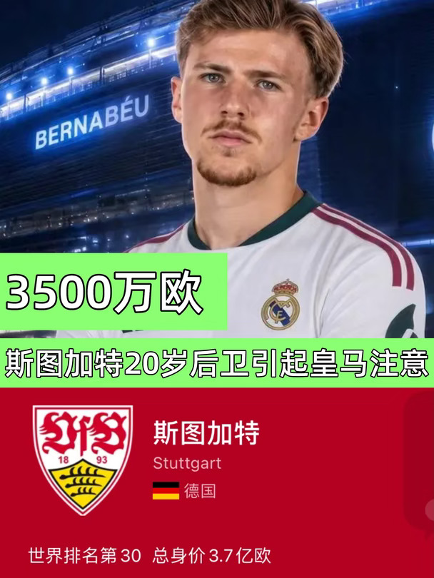 斯图加特20岁后卫引起皇马注意🚨克洛普评价