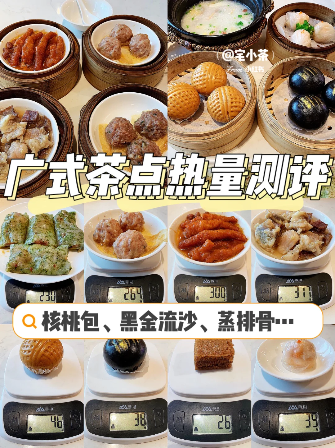 广式茶点热量测评｜核桃包、黑金流沙包…
