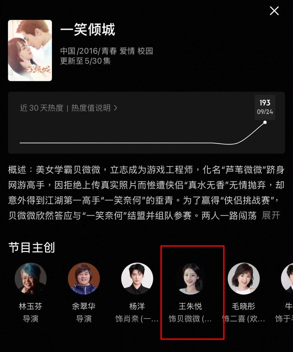 《微微一笑》换脸重上线，观众吵翻了


谁也没想到下架快8年的初代甜宠顶流剧，改头换面叫《一笑倾城》居然悄悄上线了。劣迹女主的脸全部通过AI替换成新人王朱悦，杨洋饰演的肖奈大神戏份一刀未剪，全片还升级成4K画质，上线当天直接冲进平台热度前五。
观众评价完全是两极分化，一批老粉根本不在意换脸的事，冲进