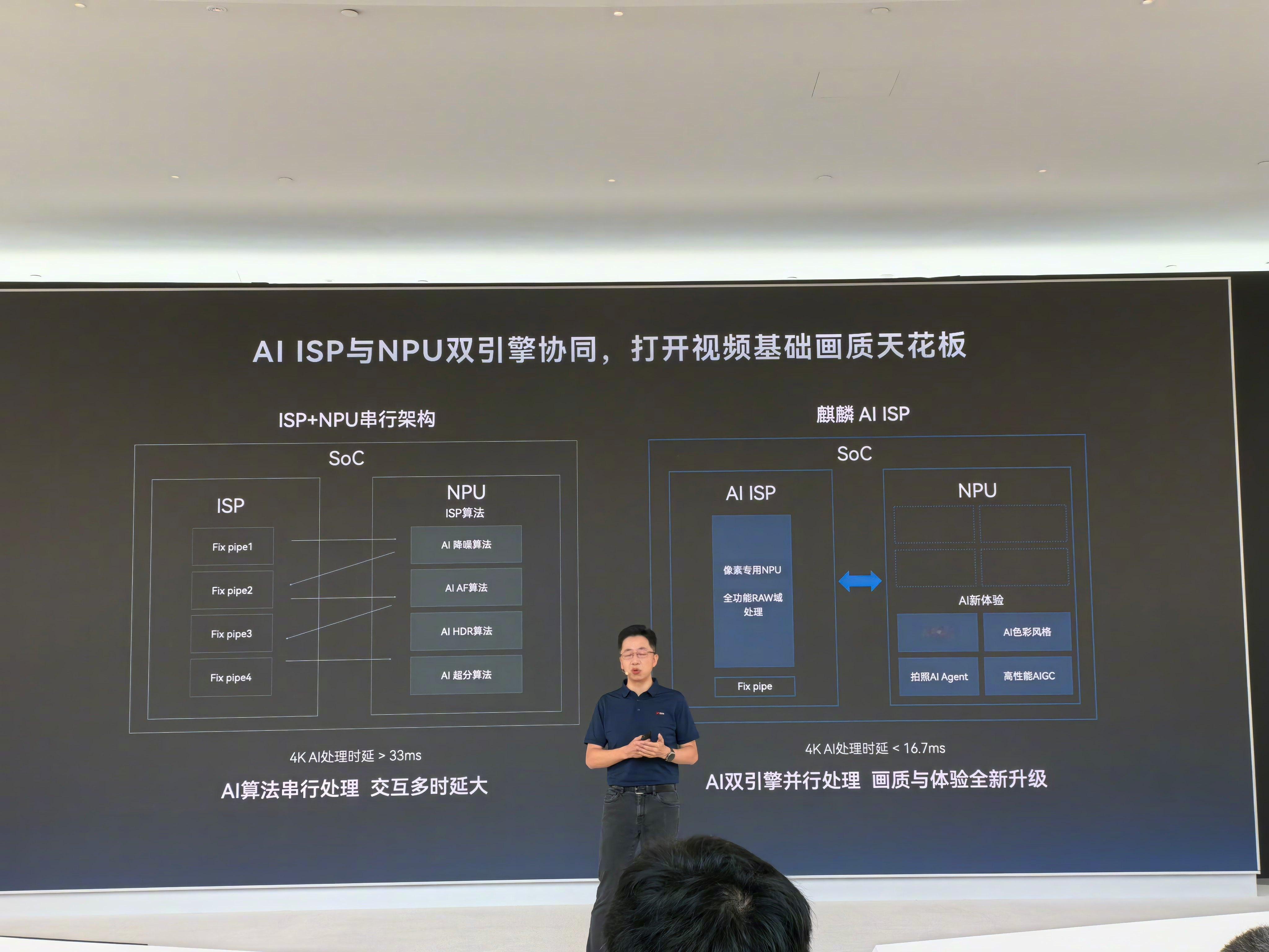 在2026麒麟芯片媒体沟通会上，麒麟9050Pro的更多细节曝光。搭载全新的AI ISP架构，实现视频画质大幅提升；同时还带来了业界首个2亿高像素融合ISP，像素吞吐率提升2倍，用户的拍照体验大幅提升。同时新的ISP架构还带来18EV高动态范围、支持实时像素级肤色分割，支持BT.2020色域。对于影像爱好者来说可太 ​