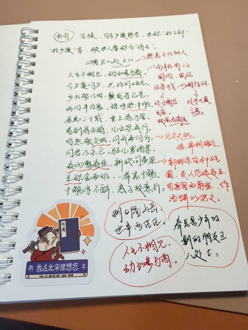 抄书打卡54/1000整点杜甫✓人生不相见，动如参与商。高辛氏有两个儿子，凑一起就打架，长大了还聚众互殴，高辛氏只能把大的安排到商丘，对应商星；把小的安排到大夏，对应参星，兄弟永不相见。 ​​​