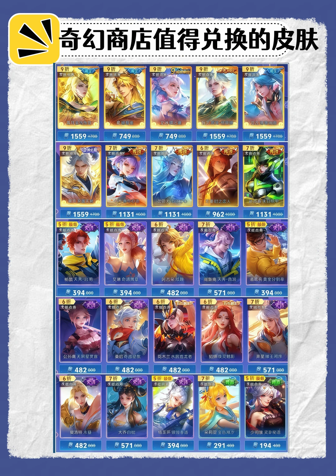 王者五月奇幻商店值得兑换的皮肤！