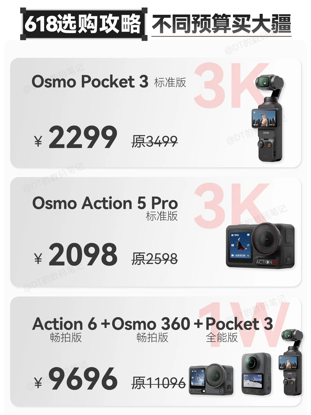 618大疆各系列产品怎么选？3k/1w预算直接抄