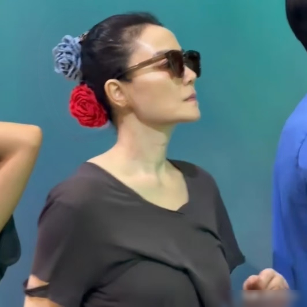 王菲头顶红蓝花抓夹，往阿那亚音乐节观众席一坐，网友直接笑她土。
8月底虾米音乐节，窦靖童压轴。她灰T灰裤，墨镜一戴，全程跟唱。
唱到投入眼泛泪光。导播大屏切到观众席，她跟李嫣同时缩脖子低头，像怕被点名。
别人笑这花土，可她压根没想艳压谁。女儿在台上唱，她在台下当歌迷。
土到极致就是潮，到了一
