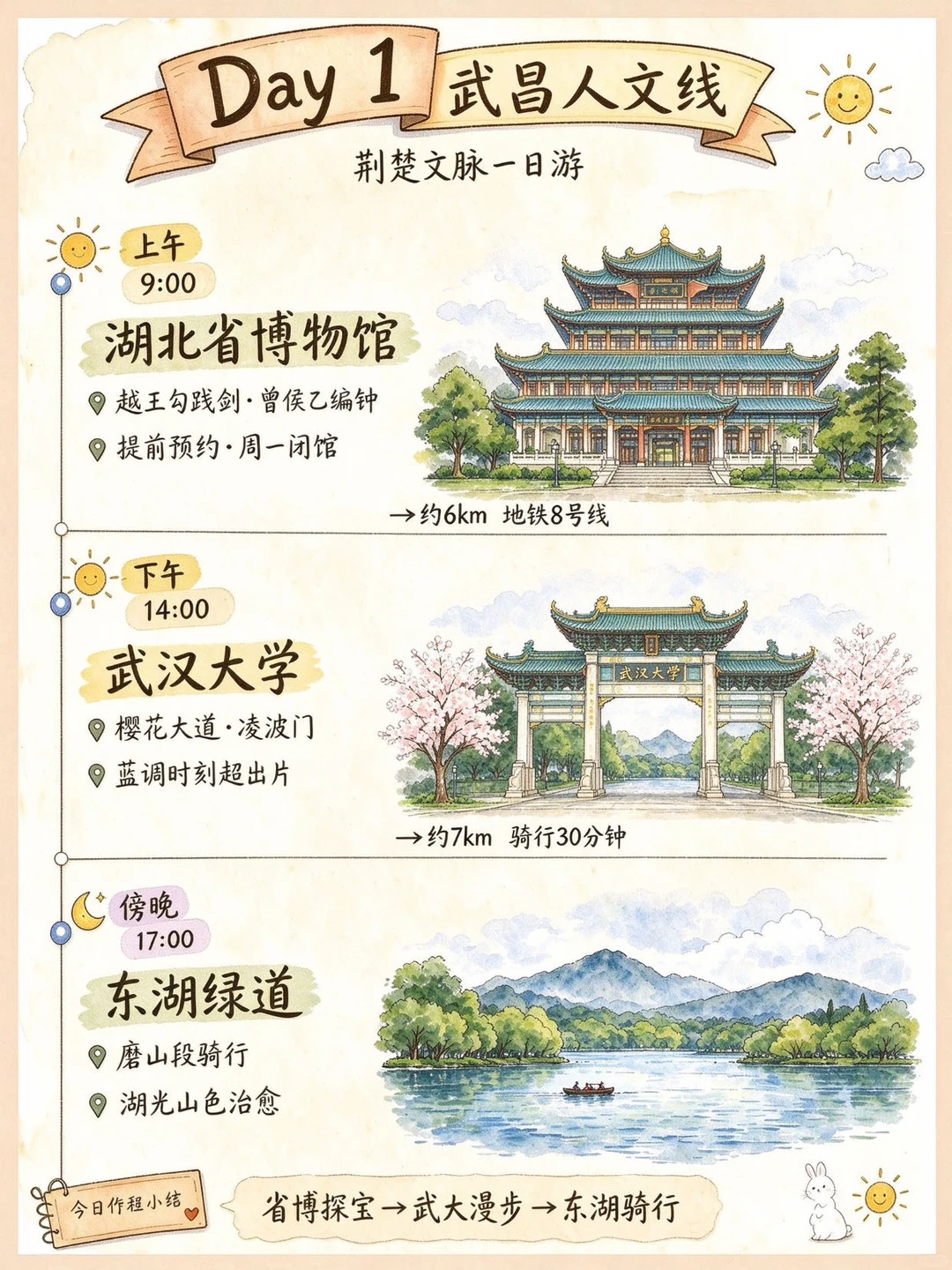 手绘武汉3天2晚旅游攻略……（轻松游玩版😌）