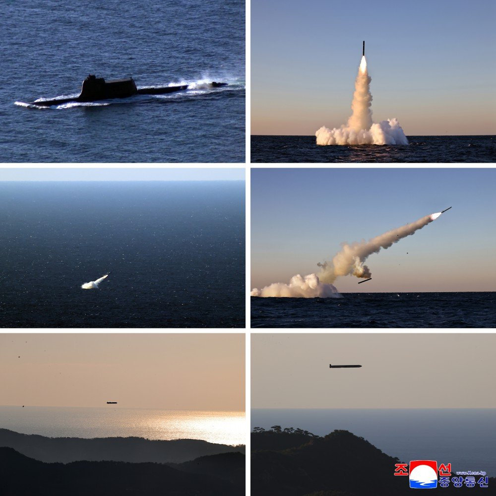 🇰🇵人民军海军841艇金君玉英雄号首次试射潜射战略巡航导弹，垂直发射和鱼雷管发射各一种#烽火问鼎计划# ​