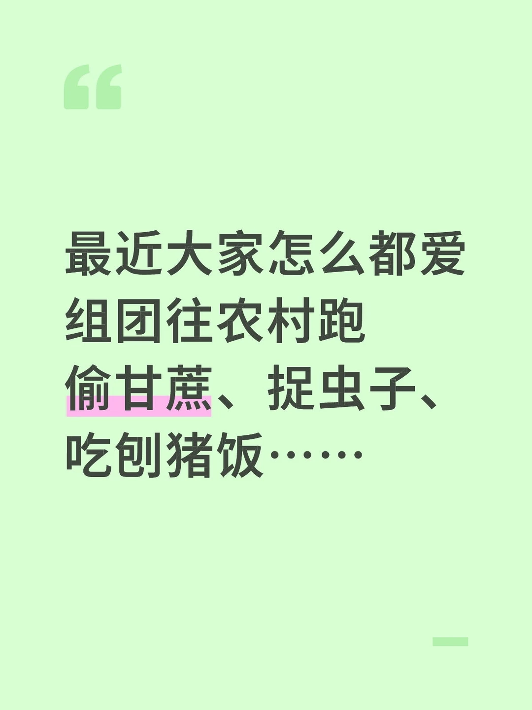 最近大家怎么都爱组团往农村跑