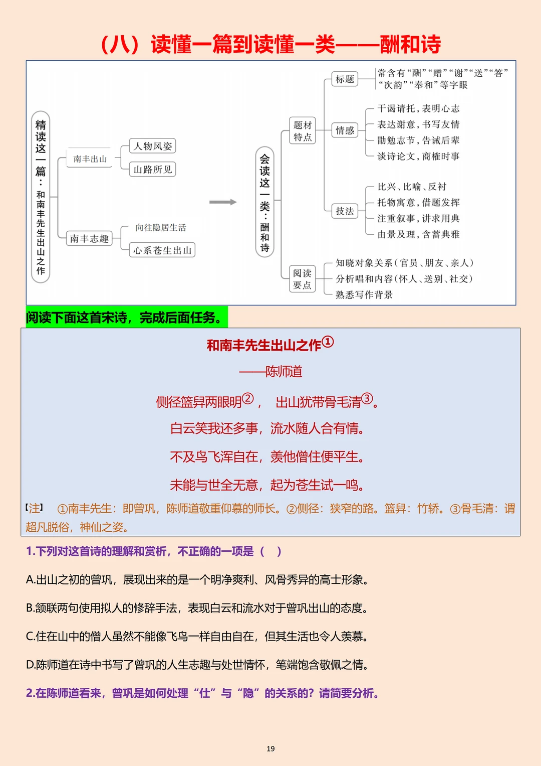 还得是这份诗歌鉴赏模板