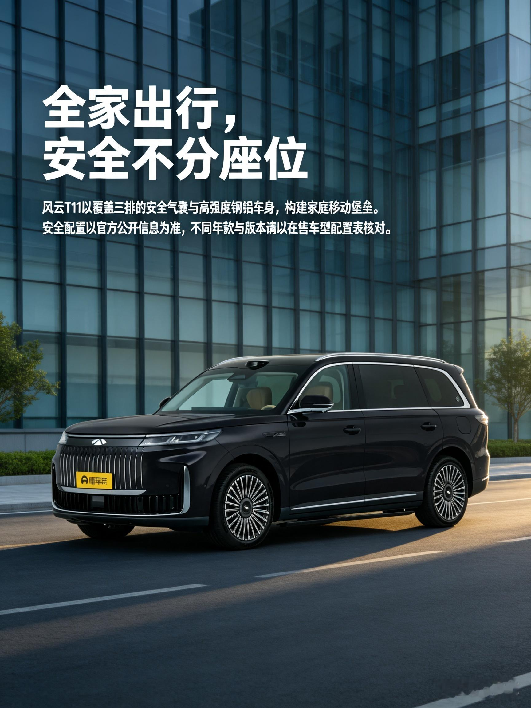 奇瑞风云T11气场沉稳，定位六座增程式大SUV，主打家庭出行。它的一大亮点是周全的安全配置，气囊可以覆盖到第三排乘客，给全家人更好的防护。增程架构兼顾长途出行，内饰质感得体，空间舒展，看重全家出行安全的家庭，不妨到店亲身试驾感受。【来自懂车帝车友圈】