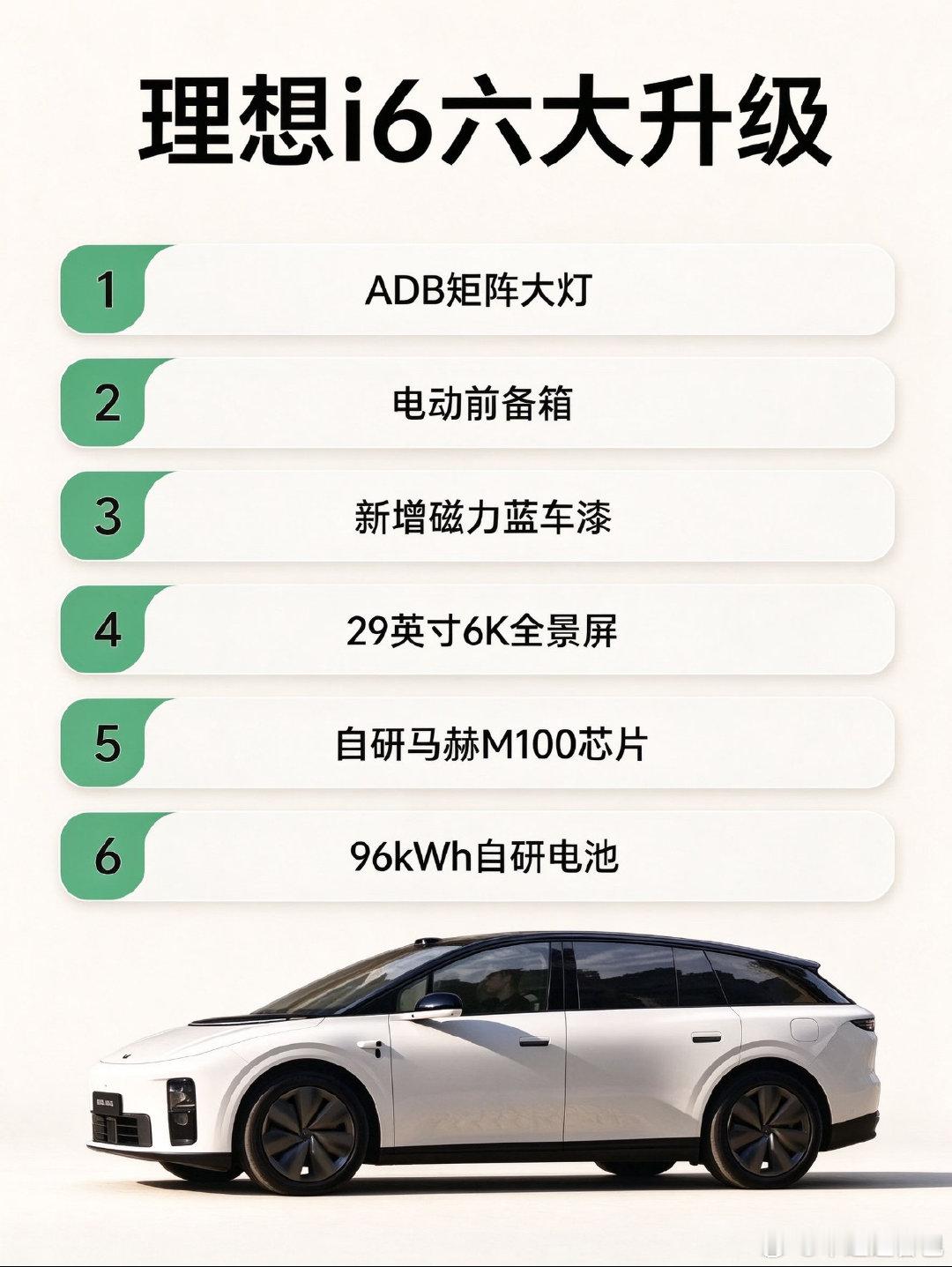👍#理想i6#
2026款理想i6官图正式发布，10月28日（明日）上市，11月初交付

现款续航660/720km，新款直接到780km，自研电芯+芯片降本，价格明日揭晓，现款24.98万起。 ​