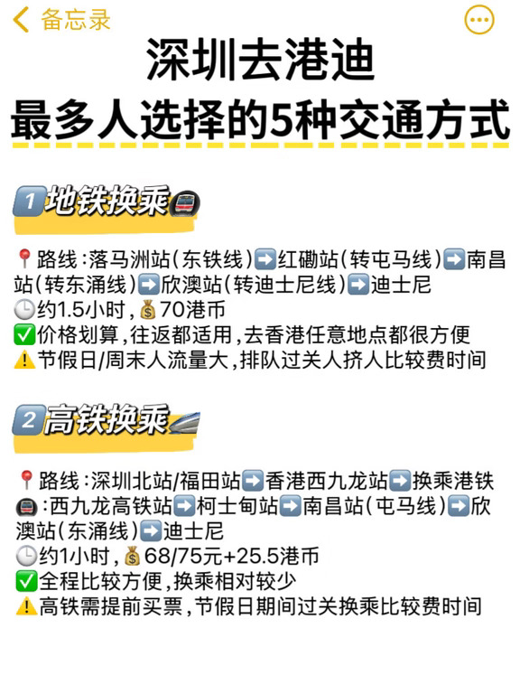 深圳往返香港迪士尼，蕞详细的5种交通方式