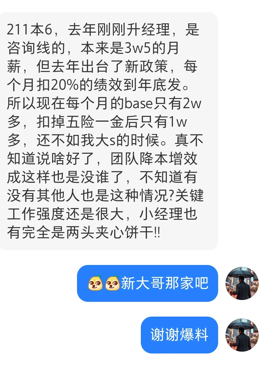 211本6，四大咨询经理，月薪不到3w