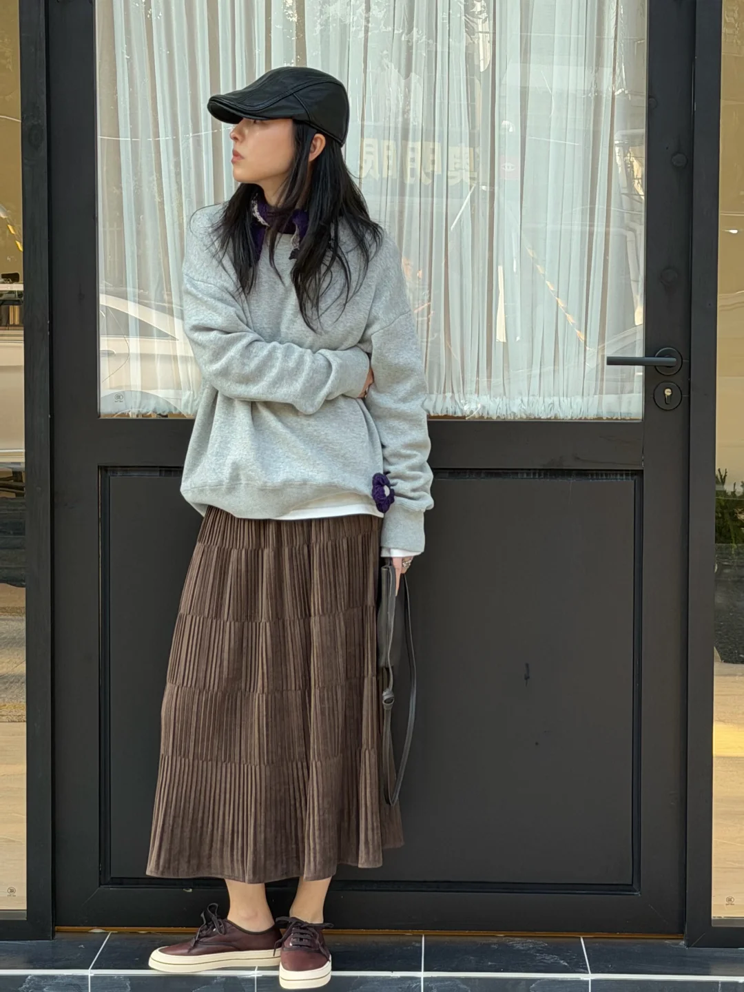 就这个卫衣➕半裙的韩系穿搭～