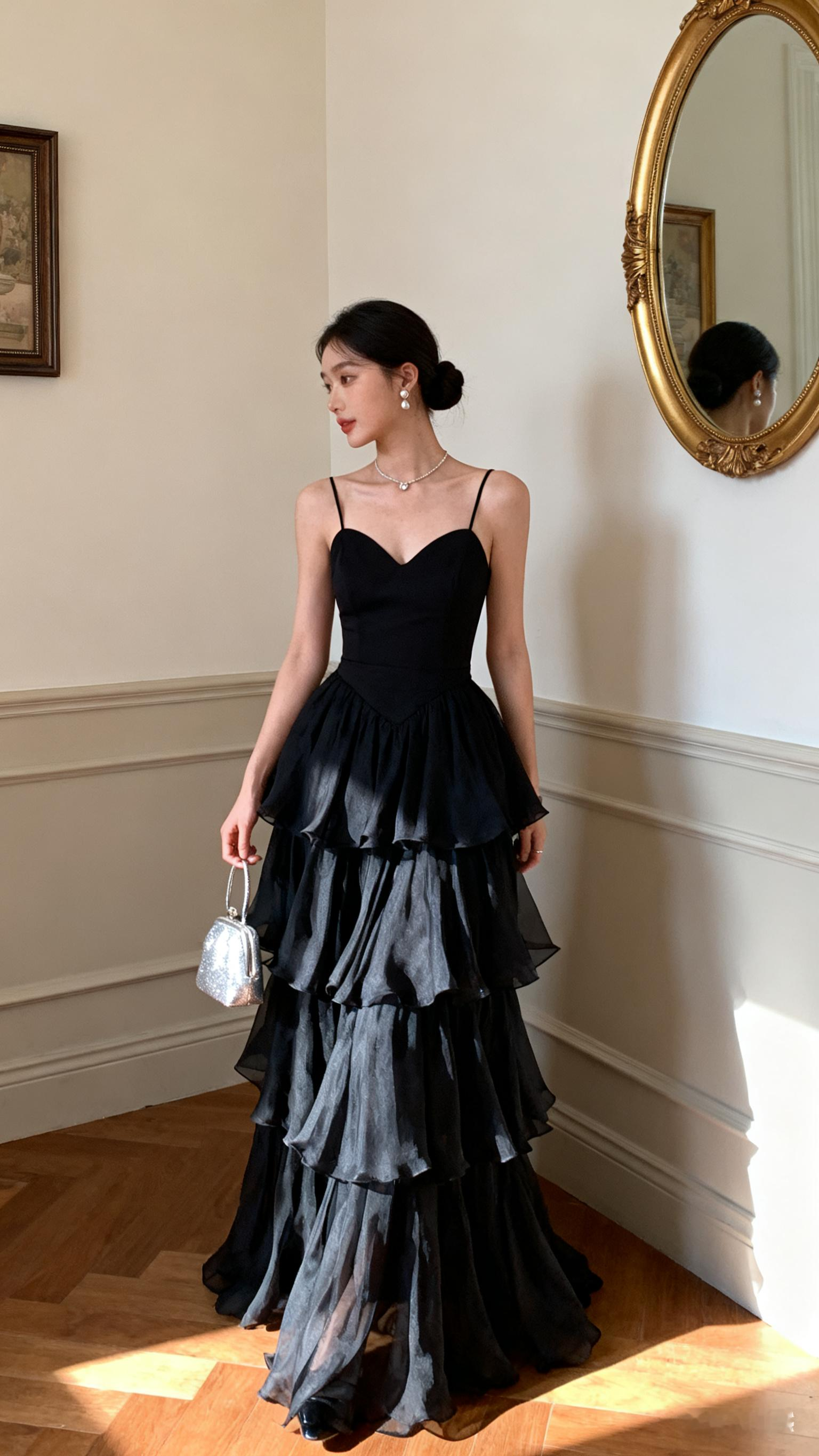 优雅黑裙，复古韵味，尽显女性魅力！