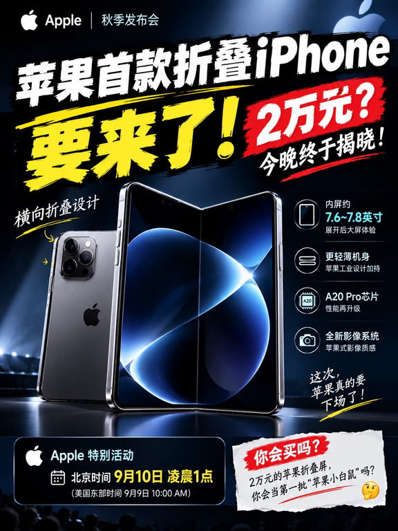 苹果折叠iPhone要来了！售价冲2万元