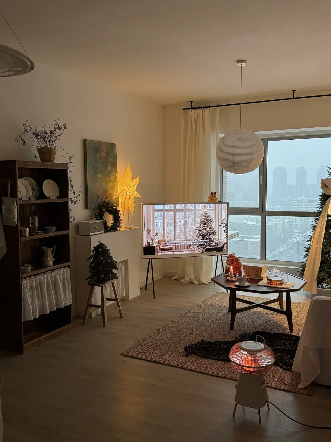 北京初雪❄️在客厅里温暖地赏雪🎄