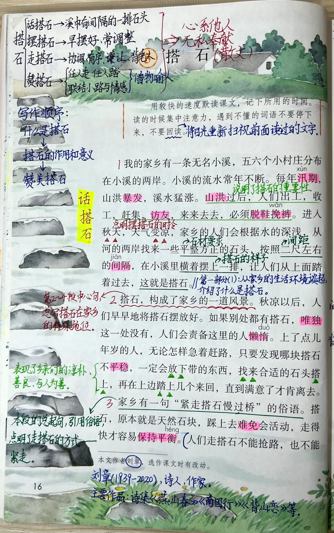 五年级上册语文第5课《搭石》课堂笔记