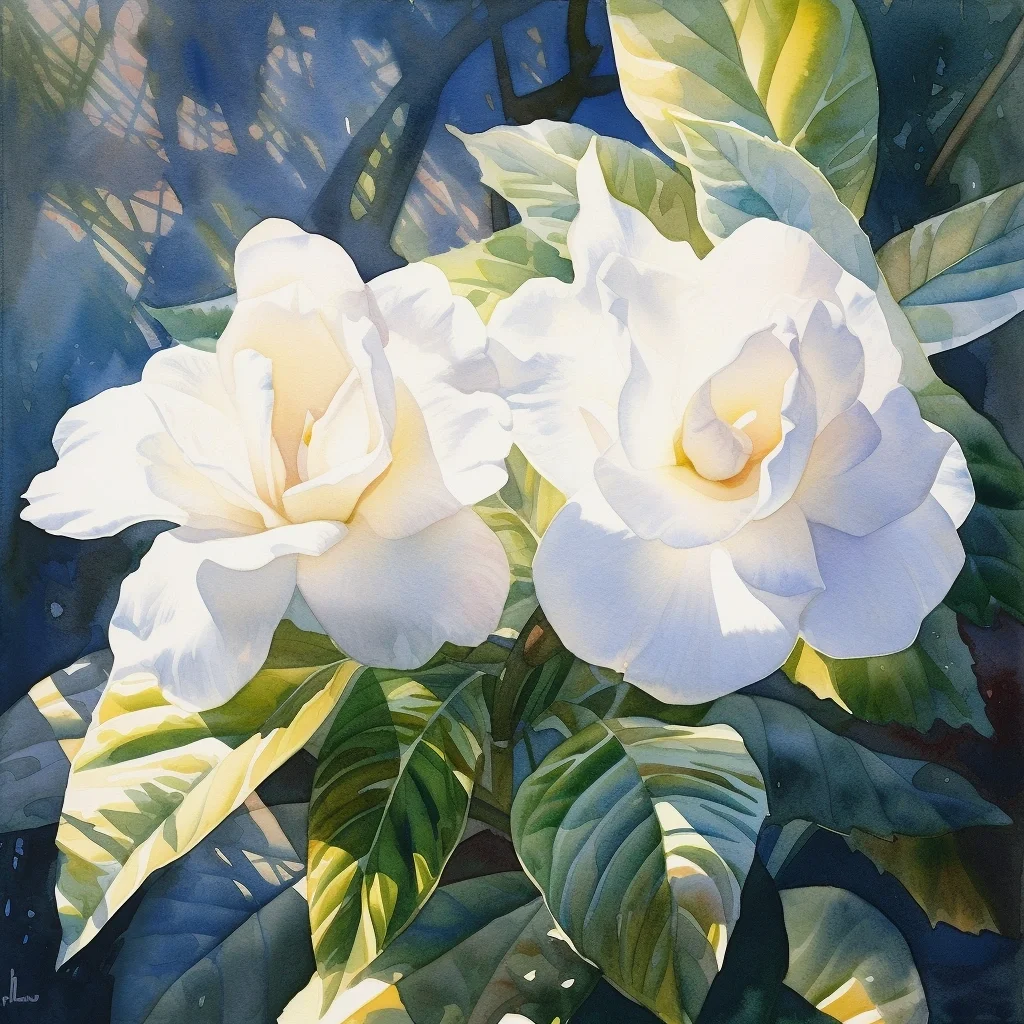 AI水彩：栀子花开