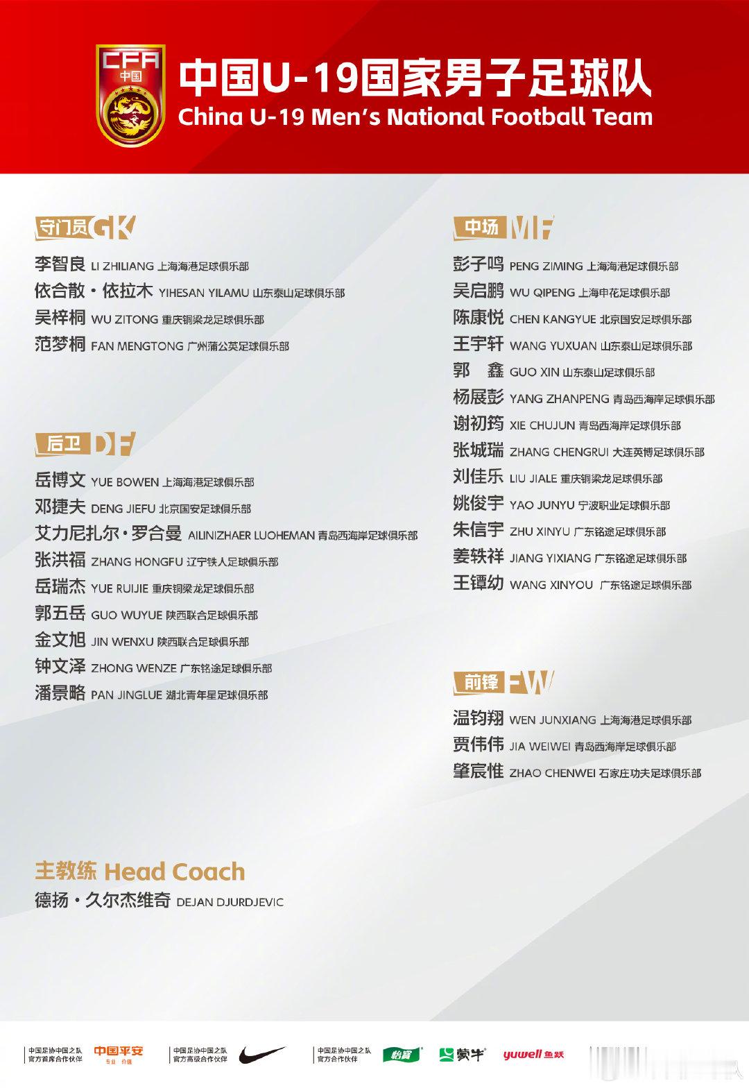 为做好2027年U-20亚洲杯备战工作，经队伍教练组研究、中国足球协会批准，中国U-19国家男子足球队定于2026年9月20日至10月5日赴国家足球训练基地组织本年度第四期集训。集训通知链接请点击： #国足[超话]# ​