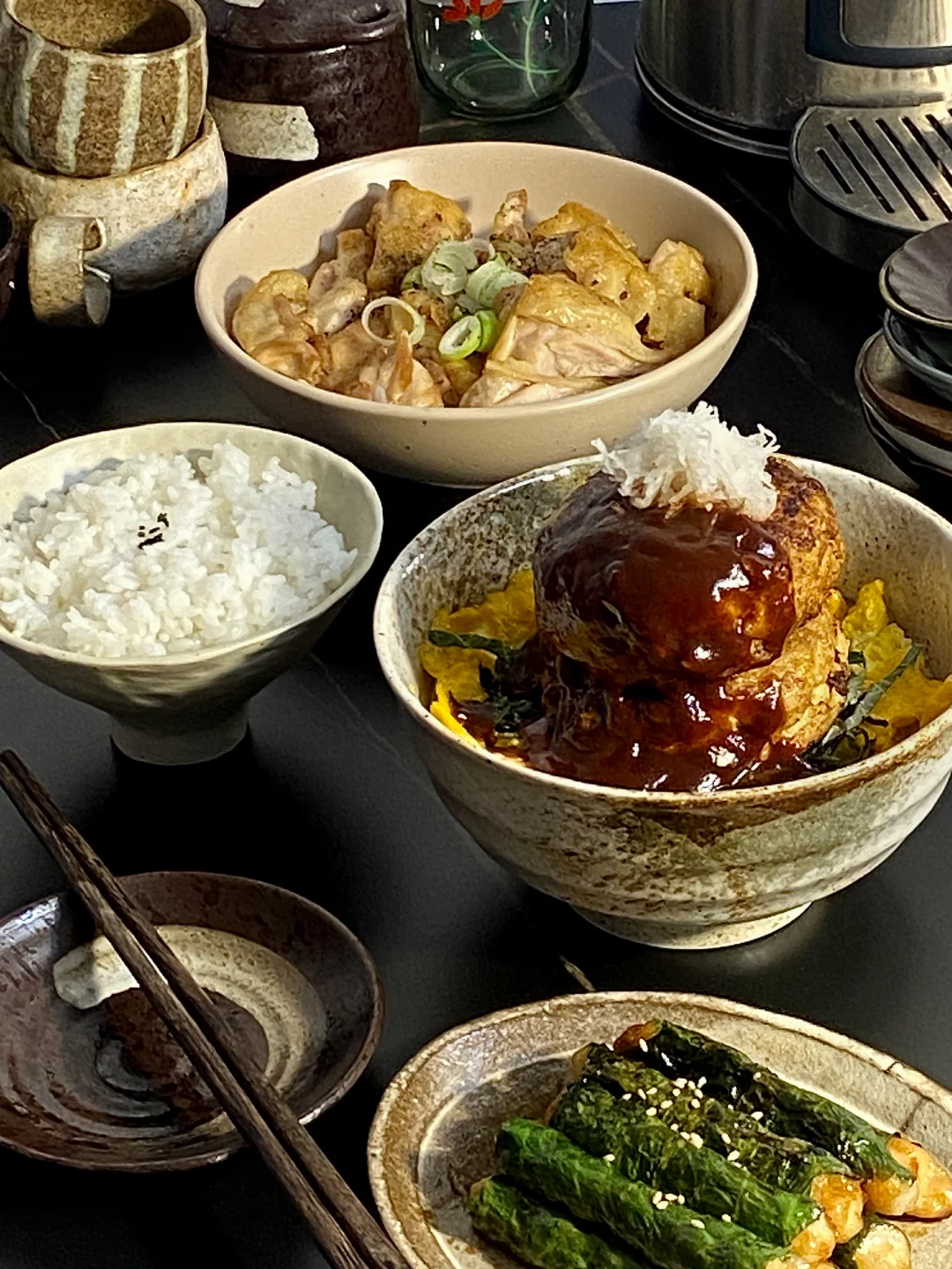 今日食谱📜肉饼饭 紫苏虾滑 盐烤鸡腿肉🥢