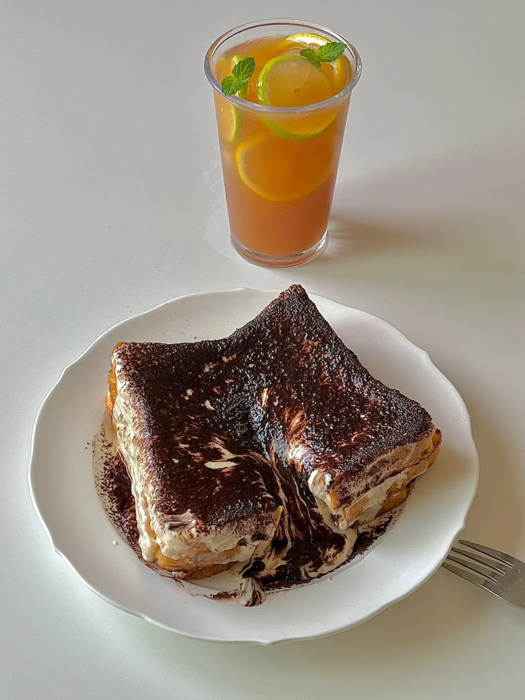 ☀️一人食早餐｜爆浆漏奶华&冻柠茶😋