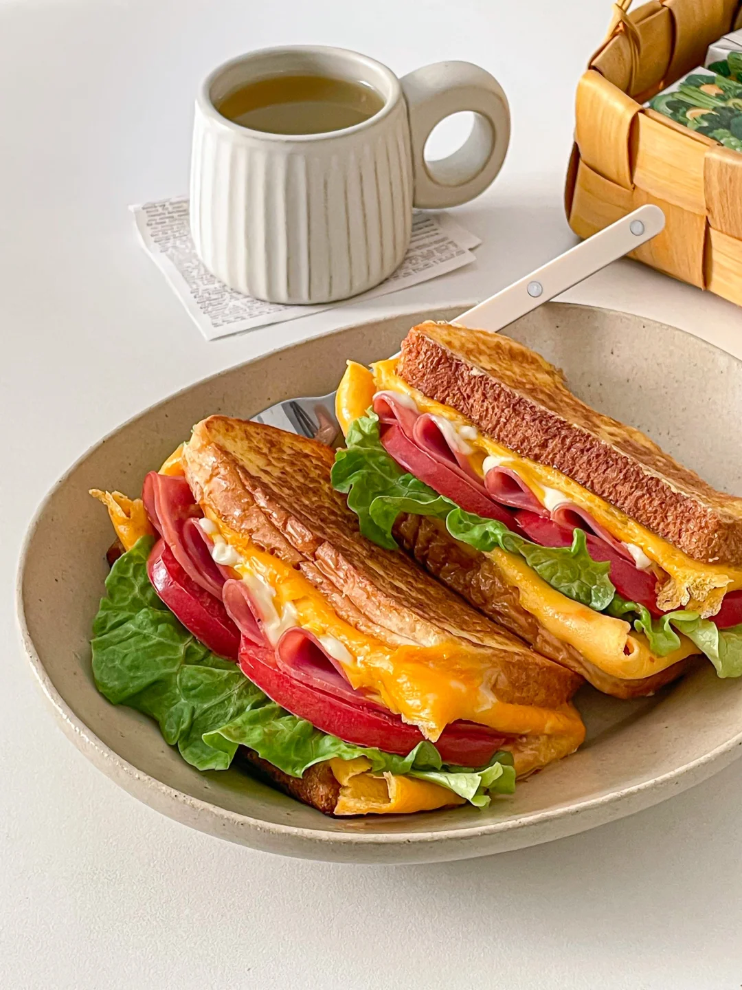 🔟分钟元气早餐🥪火腿芝士蛋包三明治🍳