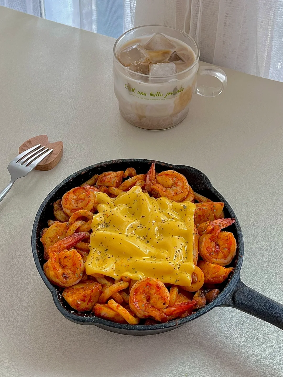 ☀️韩式虾仁芝士炒乌冬面｜周末该有的早餐😋