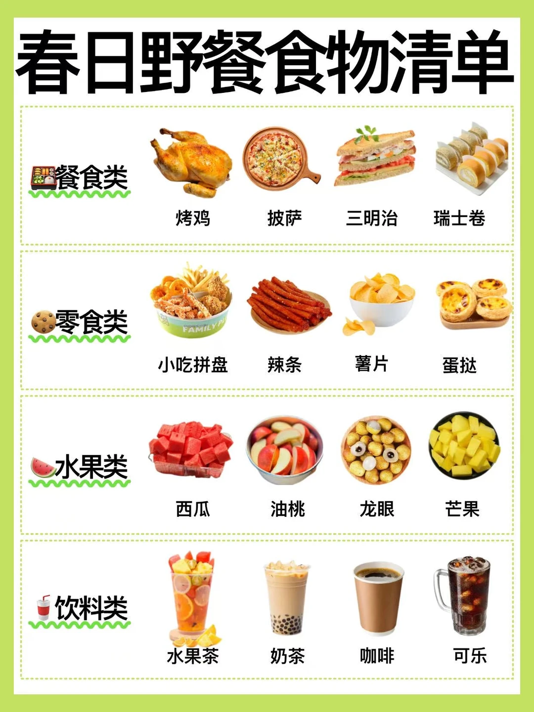 假期必备🔥春日野餐食物清单‼️亲测不踩雷✅