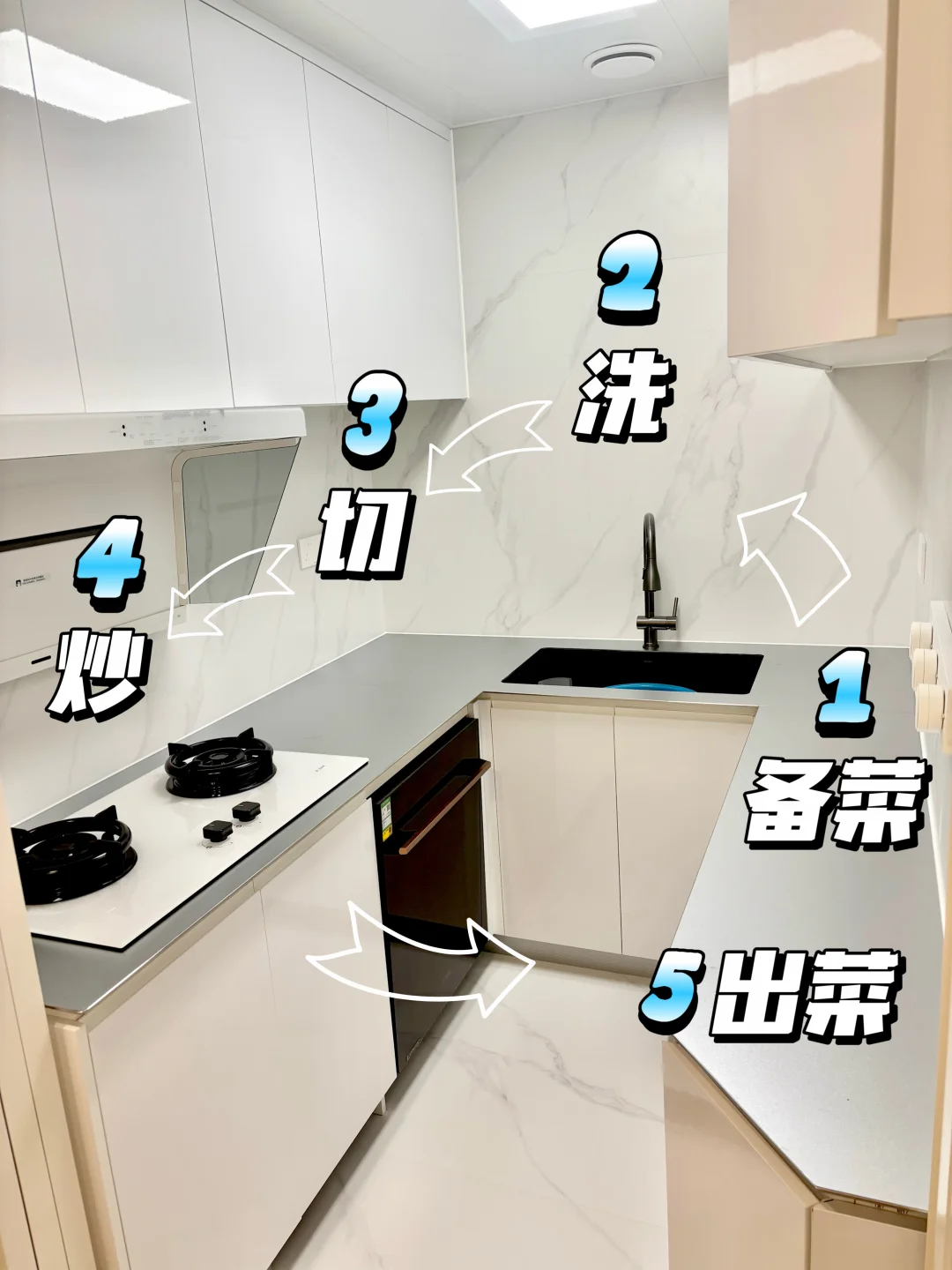 U型厨房动线抄作业🥘附全套详细尺寸