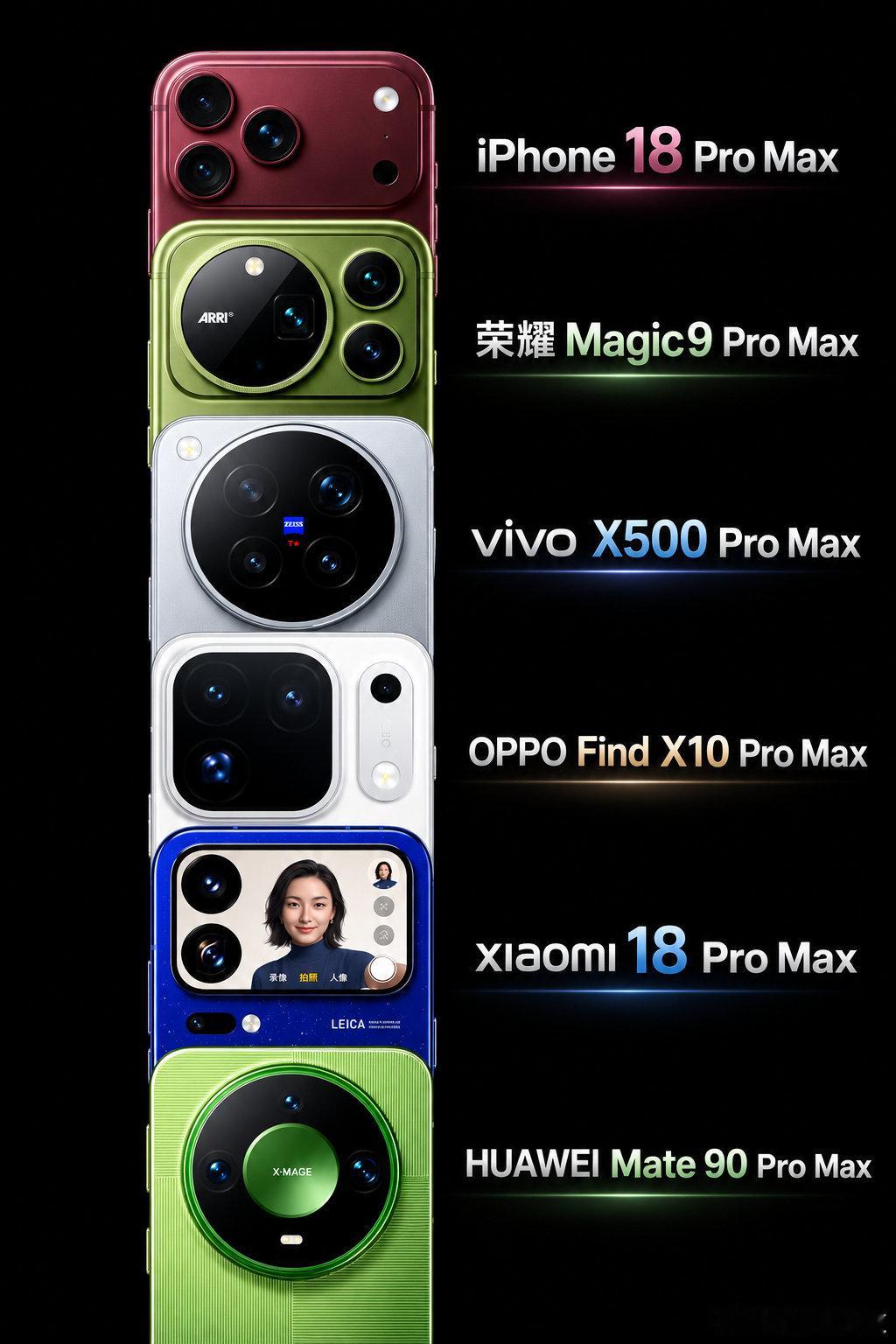 今年所有的Pro Max都已发布完毕，共计六款，无论影像还是综合配置，各有所长，综合实力都很强，评论区聊一聊吧，你们最看好哪一款Pro Max？ ​