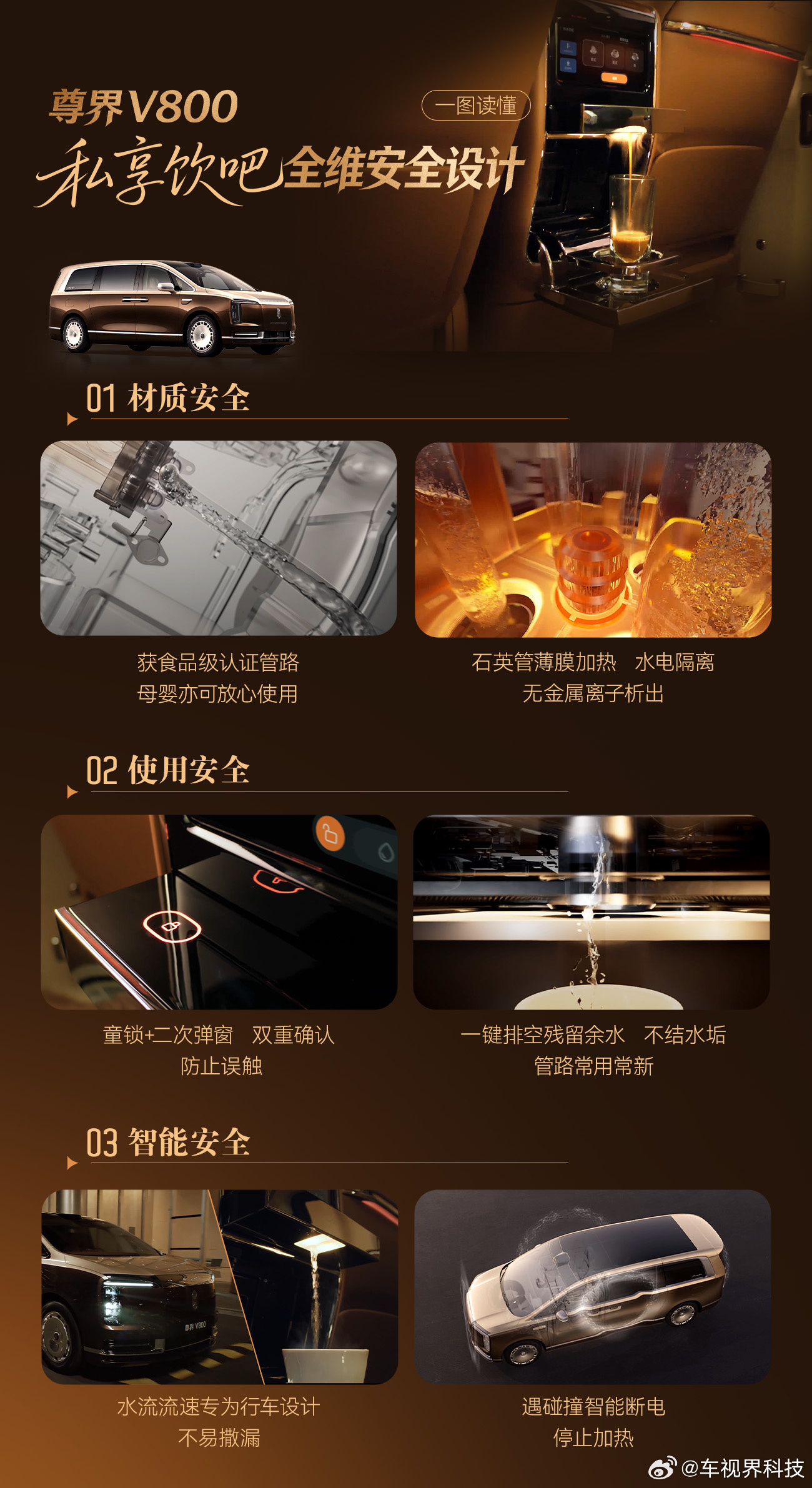 尊界V800搭载行业首创行政级私享饮吧，采用即插式用水设计，适配市面9...