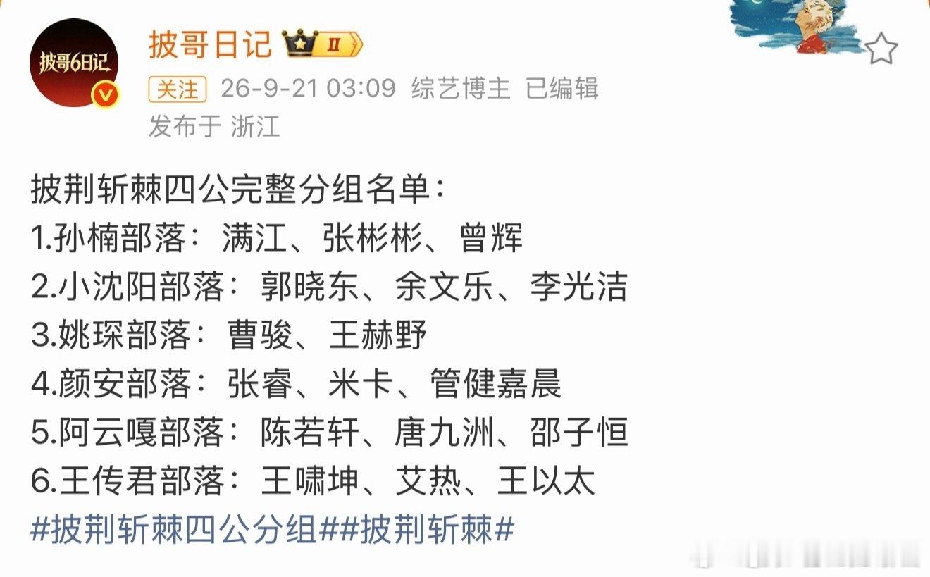 #颜安张睿米卡管健嘉晨四公组队#网传披哥四公组队来啦[憧憬][憧憬]四公米卡又到了新的部落，将和颜安、管健嘉晨、张睿一起组队，期待哥哥们的四公新舞台[赢牛奶][赢牛奶][赢牛奶] ​