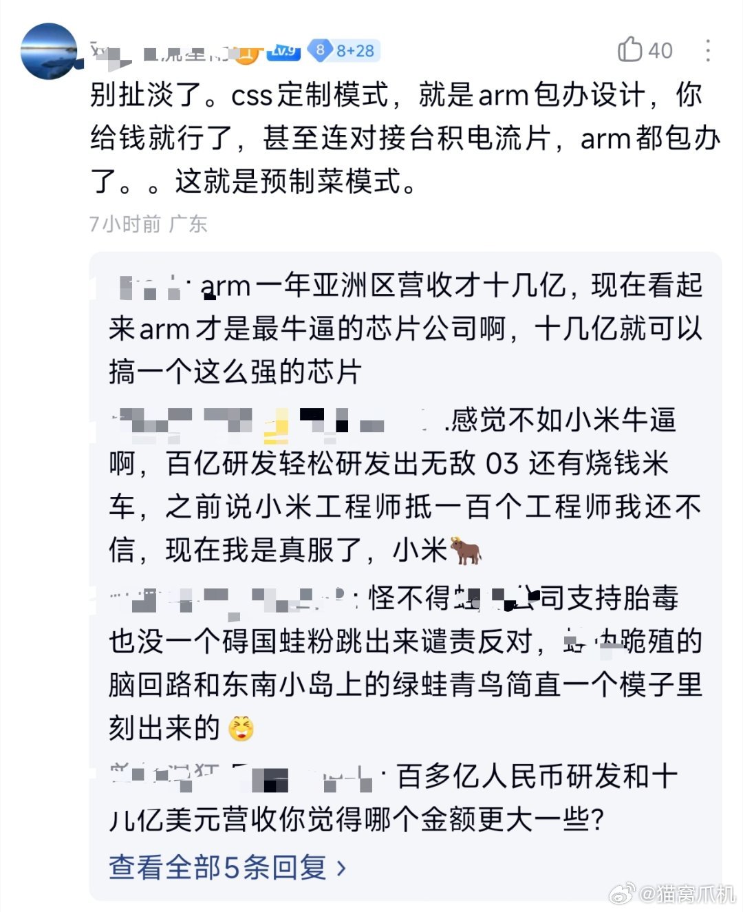 arm在中文互联网已经成为概念神！只要给钱，芯片设计，流片，和台积电对接全给你包办了！ ​