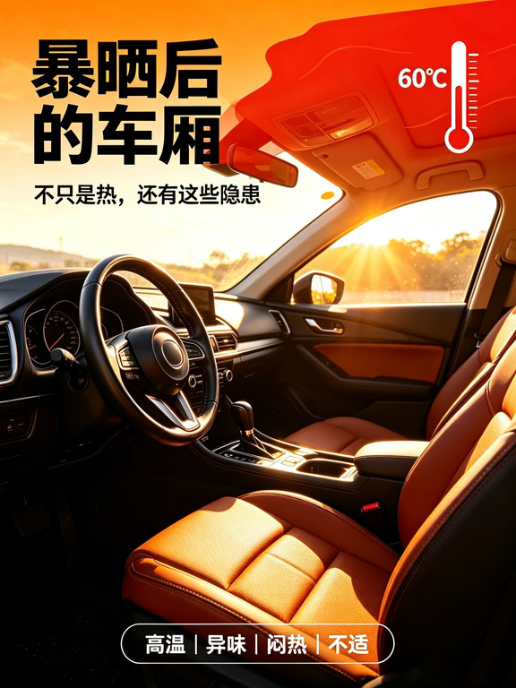 暴晒60℃！夏天车内降温差距真的太明显🔥