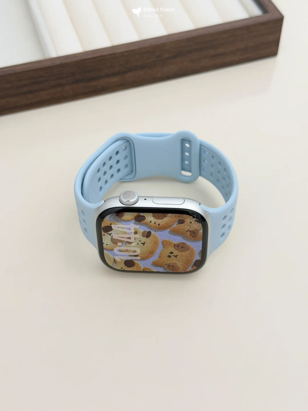 清新浅蓝饼干洞洞｜镂空透气iwatch硅胶表带