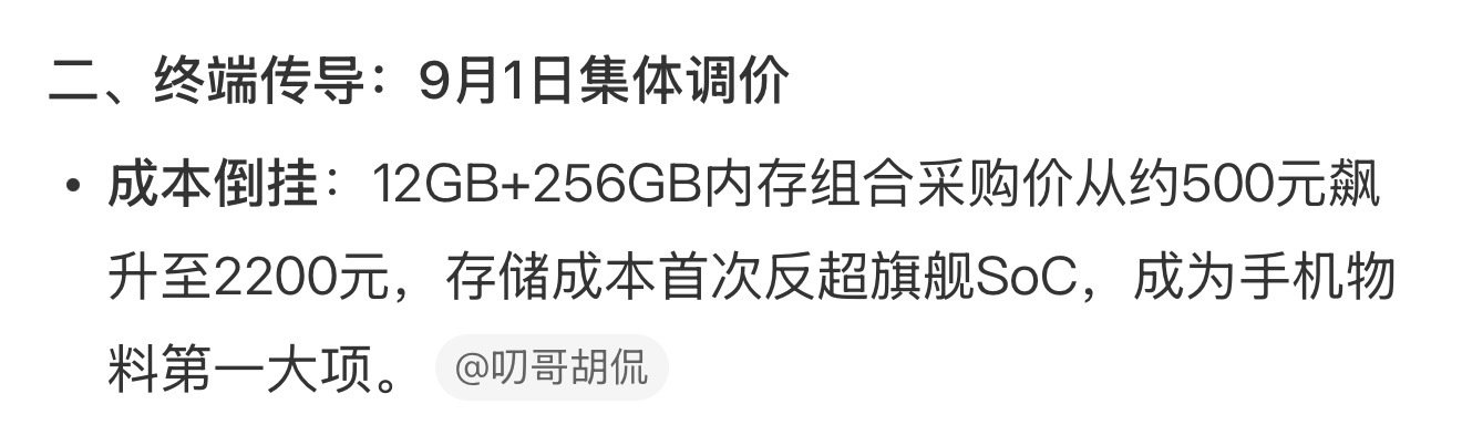 #内存涨价#

看了一下微博智搜，这个价格涨的太厉害了，如果是这样子的话，中低端机器是真的很难做了[哆啦A梦害怕]

存储占大头成本了 ​