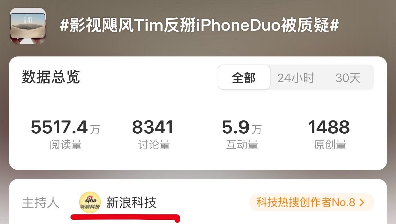 交保护费了，当时就在想B站抽100台，微博啥也没有。

#影视飓风Tim称iPhoneDuo烫到握不住# ​