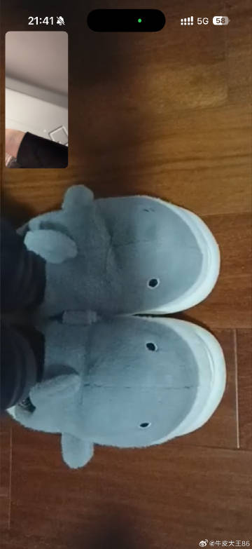 男朋友非要展示他的拖鞋哈哈哈哈哈哈哈好呆的鞋