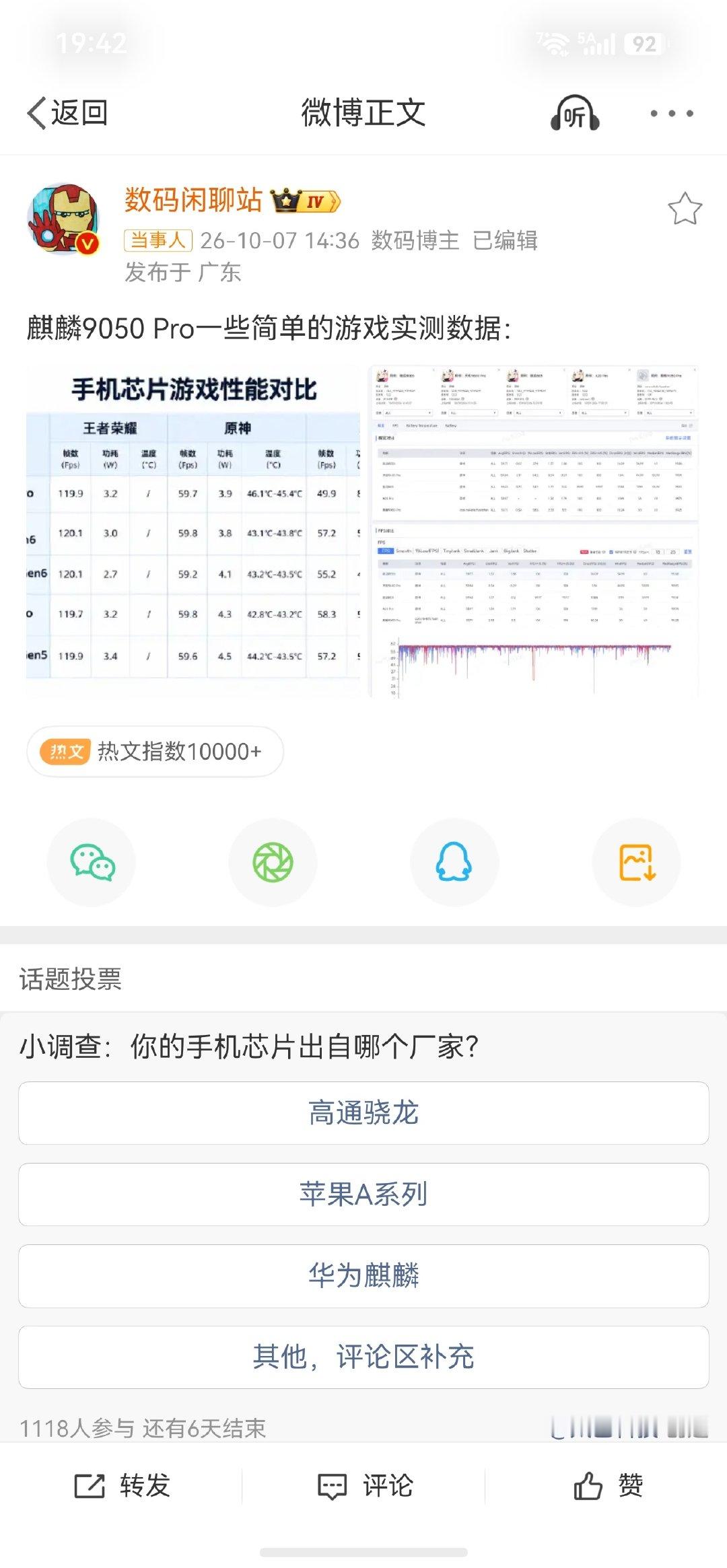 #数码闲聊站晒麒麟9050Pro游戏实测数据#目前来看9050Pro确实有点东西 ​