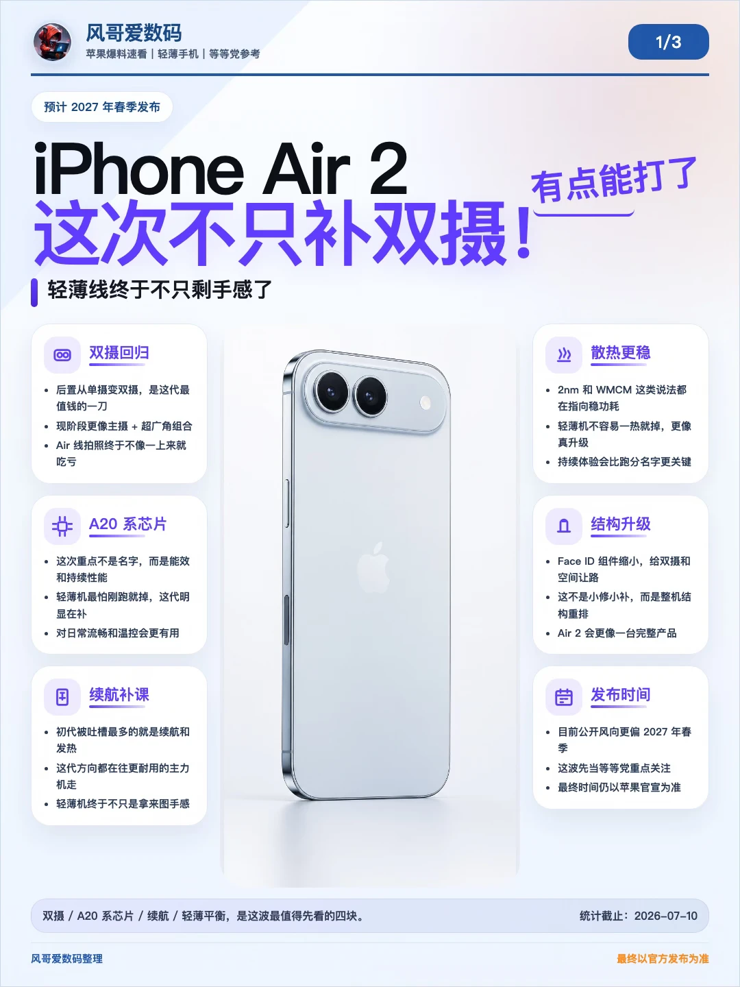 iPhone Air 2双摄爆料：这次值不值得等